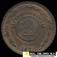 NUMIS - REPUBLICA DEL PARAGUAY - 2 CENTESIMOS - 1870 - MONEDA DE COBRE